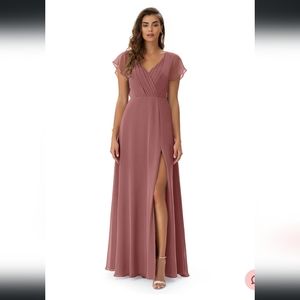 Azazie Rylee Bridesmaid Dress Size 8 Desert Rose